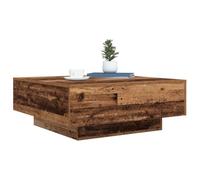 Table basse - Vintage - Bois massif - 80x80 cm - Lumières LED intégrées