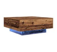 vidaXL Table Basse Ancien Bois et Bleu 80 x 80 x 31 cm, Table Basse Moderne, Salon Élégant, LED Bas, Mobilier d'intérieur Multifonctionnel, Centre Élégant