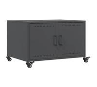 vidaXL Table d'appoint bout de canapé avec poignée et porte, acier anthracite 68x50x43,5 cm