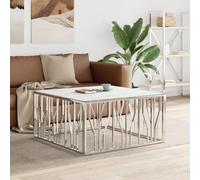 Vidaxl Table Basse Argenté 100x100x50 Cm Acier Inoxydable Et Verre Multicolore