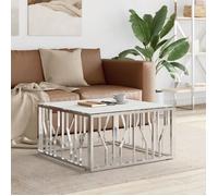 vidaXL Table basse 350059 80x80x40 cm acier inoxydable et verre Argenté