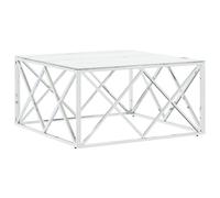 Vidaxl Table Basse Argenté 80x80x40 Cm Acier Inoxydable Et Verre Multicolore