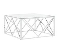 Vidaxl Table Basse Argenté 80x80x40 Cm Acier Inoxydable Et Verre Multicolore
