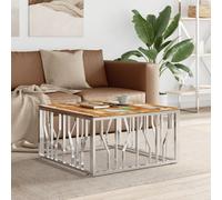 Vidaxl Table Basse Argenté Acier Inoxydable/Bois Massif Récupération Marron