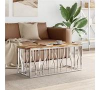 vidaXL Table basse argenté acier inoxydable/bois massif récupération350056 Argent G