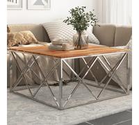 Table Basse Table d'Appoint Argenté Inox et Bois de Récupération Massif vidaXL