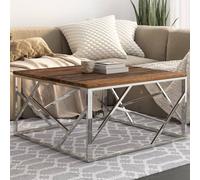Vidaxl Table Basse Argenté Inox Et Bois De Mélèze Massif Multicolore