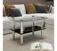 vidaXL Table basse avec 2 étagères Verre Argent G