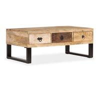 vidaXL Table basse avec 3 tiroirs Bois de manguier massif 90x50x35 cm 244942