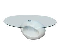 vidaXL Table basse avec dessus de table en verre ovale Blanc brillant 240318