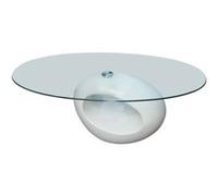 Table Basse Avec Dessus De Table En Verre Ovale Blanc Brillant Blanc