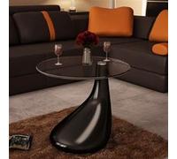 vidaXL Table basse avec dessus de table en verre rond Noir brillant Noir G