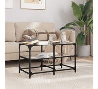 Table basse avec dessus en verre noir 78,5x40x45 cm acier846011
