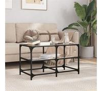 vidaXL Table basse d'appoint avec dessus en verre, structure acier 78,5x40x45 cm Noir