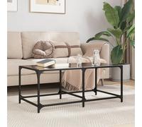 vidaXL Table basse avec dessus en verre noir 98,5x50x40 cm acier, table d'appoint, table de salon, table à thé, bout de canapé, table d’extrémité Noir