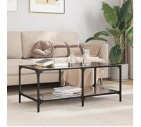 vidaXL Table basse avec dessus en verre noir 98,5x50x40 cm acier, table d'appoint, table de salon, table à thé, bout de 845981