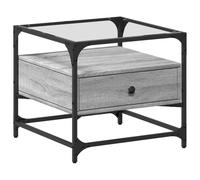 vidaXL Table Basse avec Dessus en Verre Sonoma Gris 50x50x45 Acier