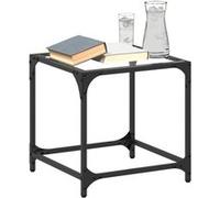 vidaXL Table basse avec dessus en verre transparent 40x40x40 cm acier, table d'appoint, table de salon, table à thé, bout de 845958 Noir G