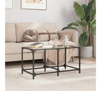 Table Basse avec Dessus en Verre Bout de Canapé Table d'Appoint Acier vidaXL