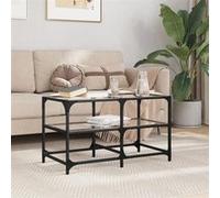 vidaXL Table basse 846010 – dessus en verre transparent 78,5x40x45 cm acier