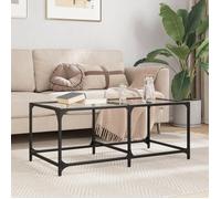 vidaXL Table basse avec dessus en verre transparent 98,5x50x40cm acier, table d'appoint, table de salon, table à thé, bout 845978