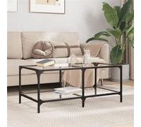 vidaXL Table basse avec dessus en verre transparent 98,5x50x40cm acier, table d'appoint, table de salon, table à thé, bout 845980 Noir G