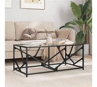 vidaXL Table basse avec dessus en verre transparent 98,5x50x41cm acier, table d'appoint, table de salon, table à thé, bout 845996 Multicolore G