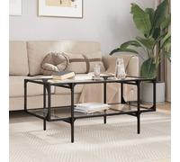 vidaXL Table basse avec dessus en verre transparent 98,5x50x45cm acier, table d'appoint, table de salon, table à thé, bout de canapé Transparent
