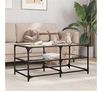 vidaXL Table basse en acier 98,5×50×45 cm, dessus en verre transparent