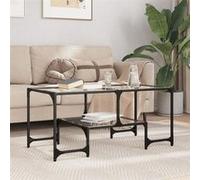 vidaXL Table basse avec dessus en verre transparent 98,5x50x45cm acier, table d'appoint, table de salon, table à thé, bout 846014 Multicolore G