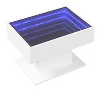 vidaXL Table Basse avec LED Blanc 70x50x45 cm Bois d'ingénierie, Table d'appoint, Table de Salon, Table latérale, Bout de canapé, Table Centrale