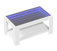 vidaXL Table basse LED en bois d'ingénierie blanc 93x53x45 cm