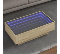 Table basse avec LED chêne sonoma 90x50x30 cm bois d'ingénierie, table d'appoint, table de salon, table latérale, 847520