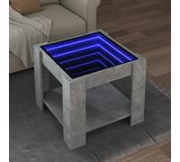 Vidaxl Table Basse Avec Led Gris Béton 53x53x45 Cm Bois D'ingénierie Marron
