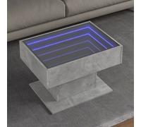vidaXL Table Basse avec LED Gris béton 70x50x45 cm Bois d'ingénierie, Table d'appoint, Table de Salon, Table latérale, Bout de canapé, Table Centrale