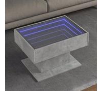 vidaXL Table basse avec LED gris béton 70x50x45 cm bois d'ingénierie, table d'appoint, table de salon, table latérale, bout 847535 Gris G