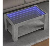 Table basse avec LED gris béton 93x53x45 cm bois d'ingénierie, table d'appoint, table de salon, table latérale, bout 847556