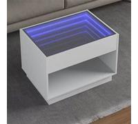 vidaXL Table basse avec LED infini blanc 70x50x50 cm, table d'appoint, table de salon, table latérale, bout de canapé, table 847658 Blanc G