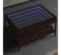 vidaXL Table basse avec LED infini chêne marron 70x50x38 cm, table d'appoint, table de salon, table latérale, bout de 847706 Marron G