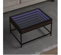 vidaXL Table basse avec LED infini, chêne marron 70x50x41 cm