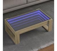 vidaXL Table basse LED Infini – chêne Sonoma 90x53x30 cm