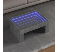 vidaXL Table basse avec LED infini gris béton 70x50x30 cm