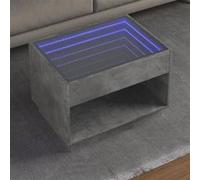 vidaXL Table basse LED Infini – Gris béton 70x50x50 cm