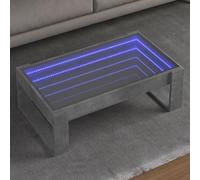 vidaXL Table basse LED Infini – Gris béton 90x53x30 cm