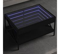 vidaXL Table basse avec LED infini noir 70x50x38 cm, table d'appoint, table de salon, table latérale, bout de canapé, table 847702 Noir G