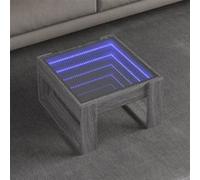 vidaXL Table basse avec LED infini sonoma gris 50x53x30 cm, table d'appoint, table de salon, table latérale, bout de canapé, 847628 Gris G