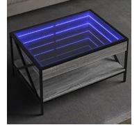 vidaXL Table basse avec LED infini sonoma gris 70x50x38 cm, table d'appoint, table de salon, table latérale, bout de canapé, 847705