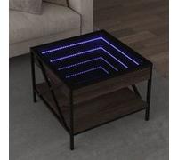 vidaXL Table basse avec LED Infinity chêne marron 50x50x38 cm, table d'appoint, table de salon, table latérale, bout de 847701 Marron G