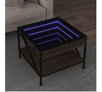 Table basse avec LED Infinity chêne marron 50x50x38 cm, table d'appoint, table de salon, table latérale, bout de 847701