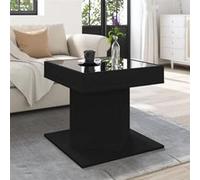 vidaXL Table basse avec LED – Bois d'ingénierie noir 50x50x45 cm